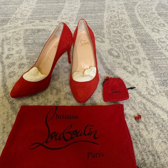 Louboutin 85mm red suede heels main image 13
